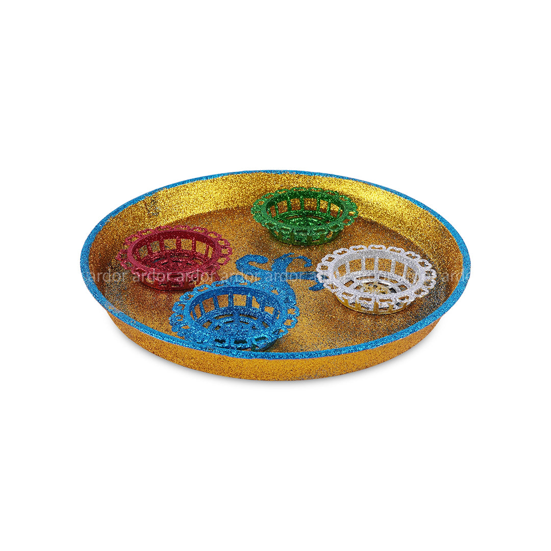 Glitter Wedding Tray 4 Piali/cup for Rasm-e-hina