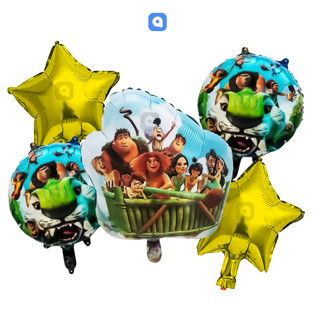 The Croods 5 Pcs Foil Balloon Set | Kids Party Decor by Ardor.pk