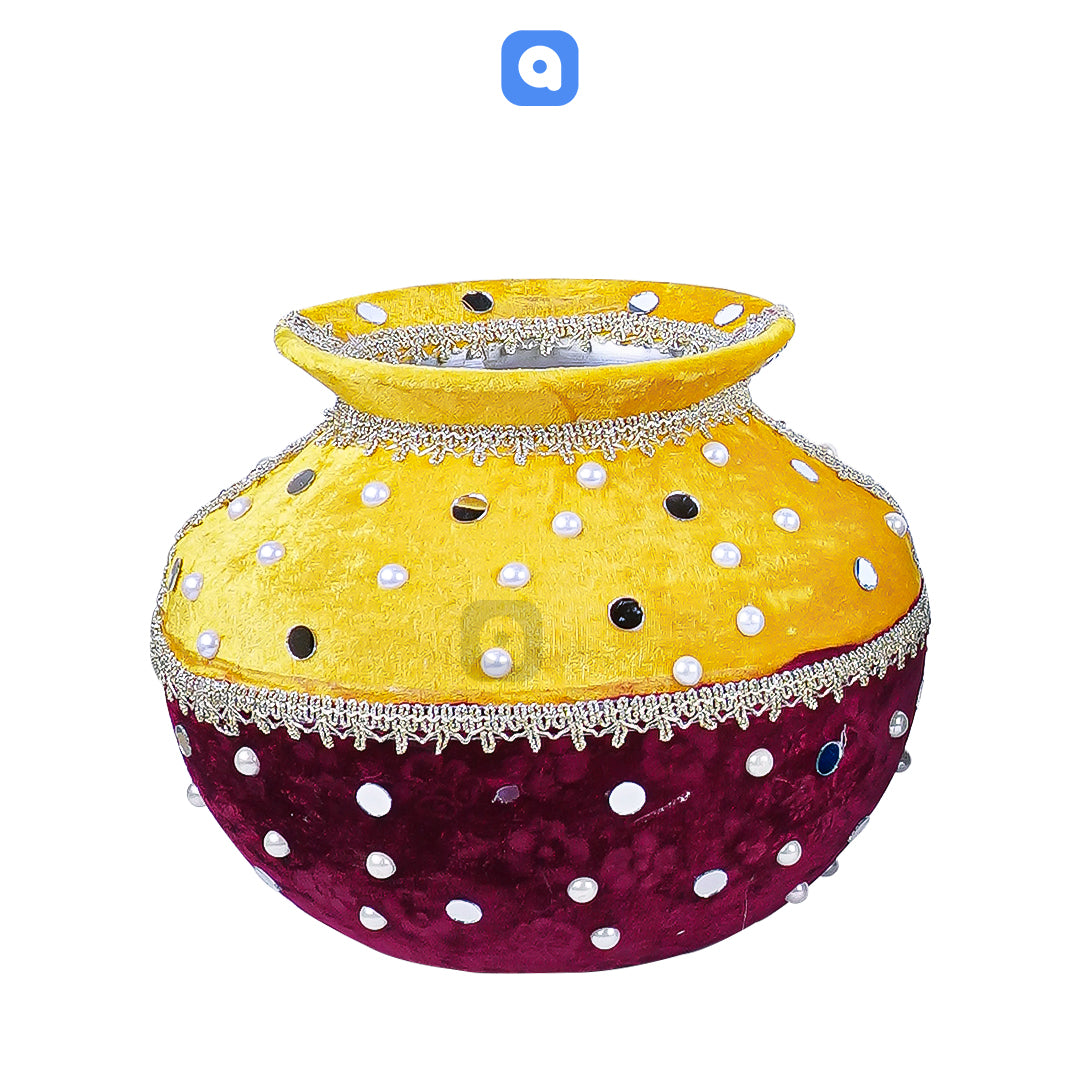 Wedding Velvet Matki – Decorative Matki for Mehndi Events