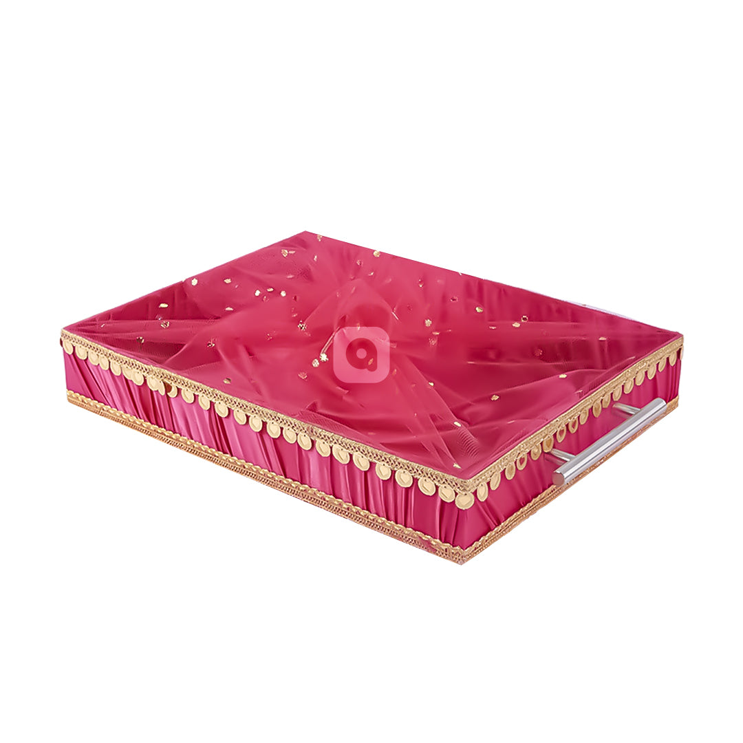 Hot Pink Fancy Fabric Satin Tray – Single Piece for Gifting
