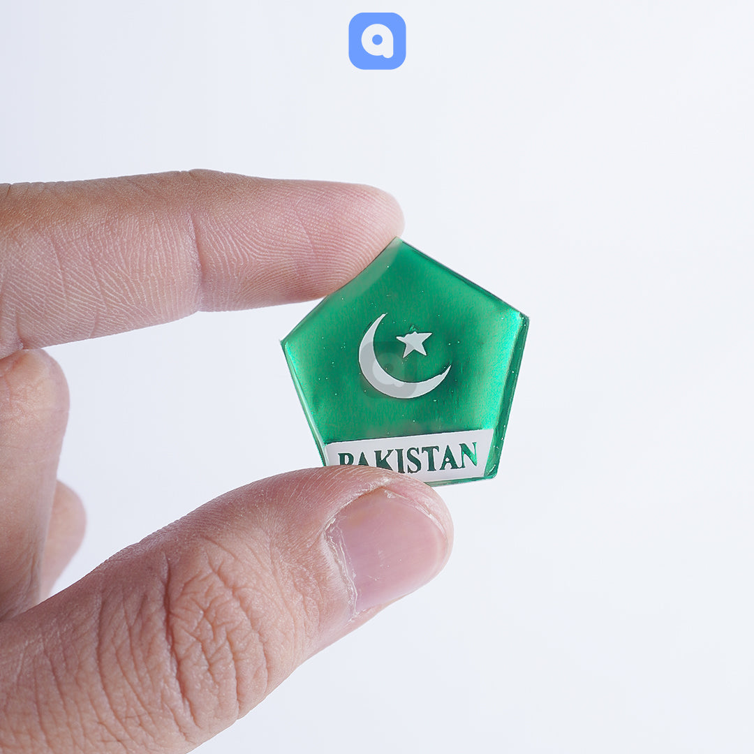 Hexagon Shape 14th August Pakistan Flag Badges