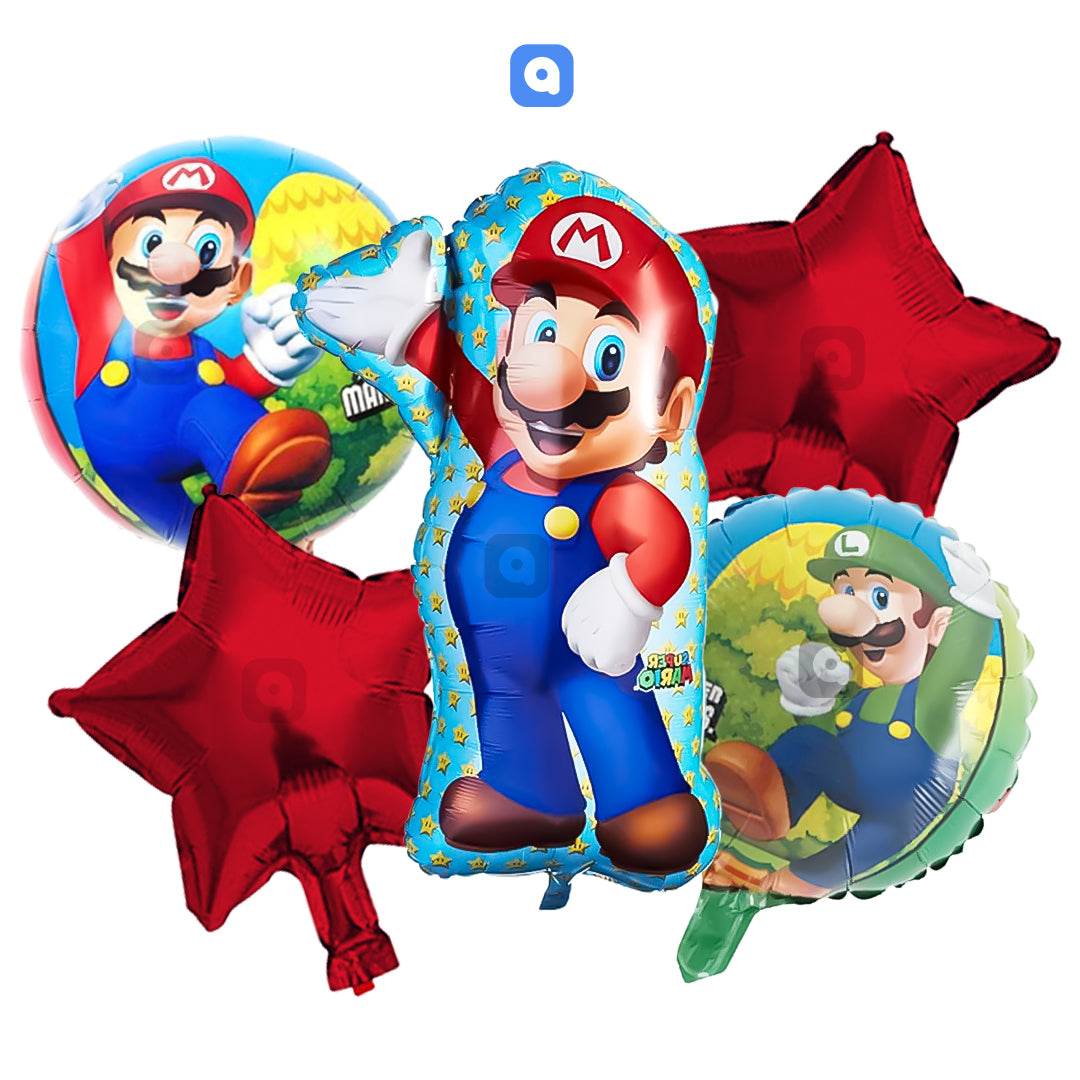 Super Mario Foil Balloon Set (5 Pcs) by Ardor.pk – Gaming Theme Party Balloons