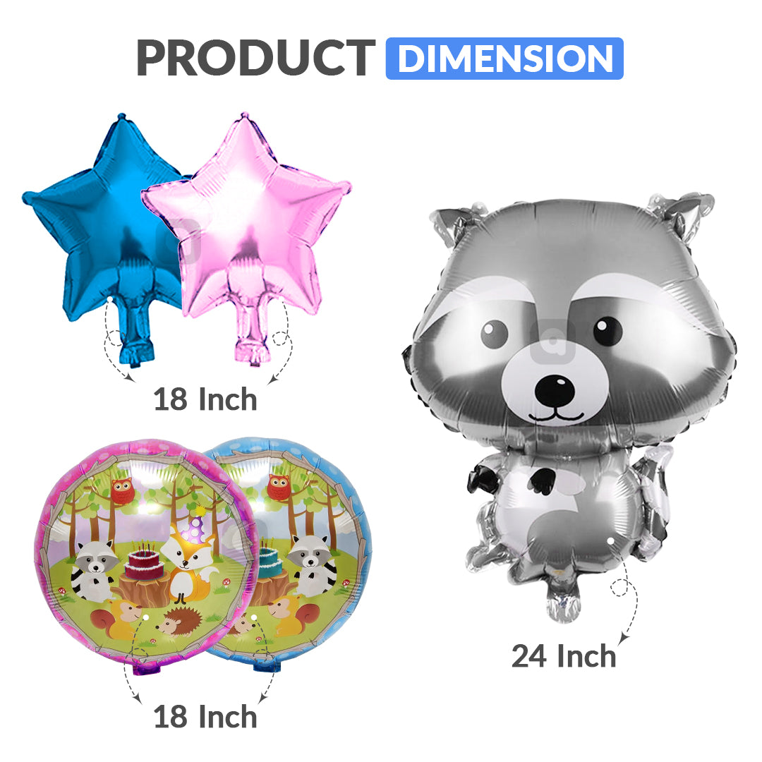 Raccoon Foil Balloon Set (5 Pcs) by Ardor.pk – Animal Theme Balloons