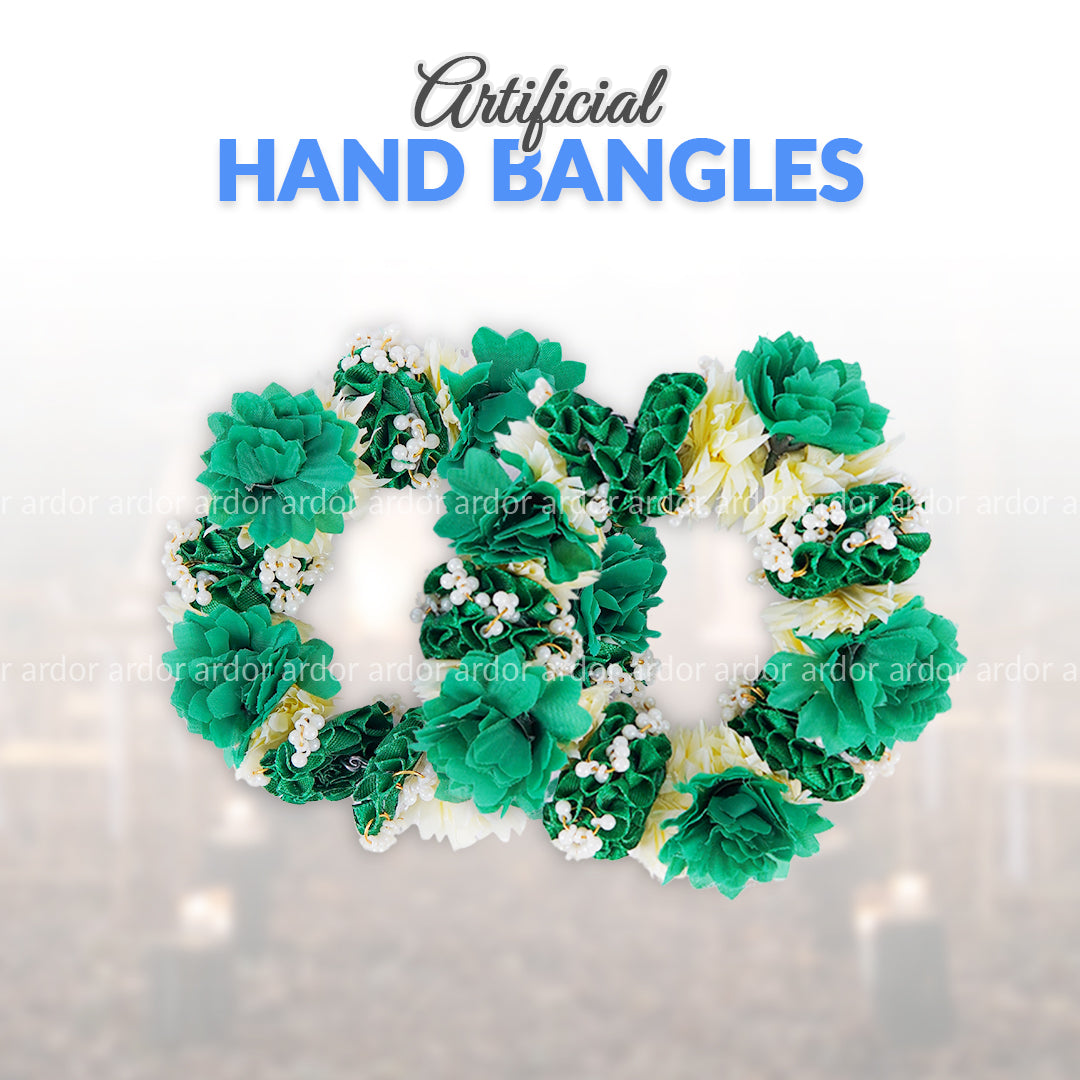 2 Pcs Multi-Color Artificial Flower Hand Bangles – Bridal & Mehndi Accessories