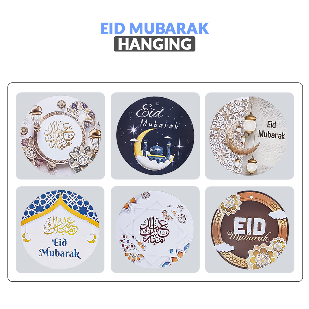 Pack of 6 - Round Eid Mubarak Hanging