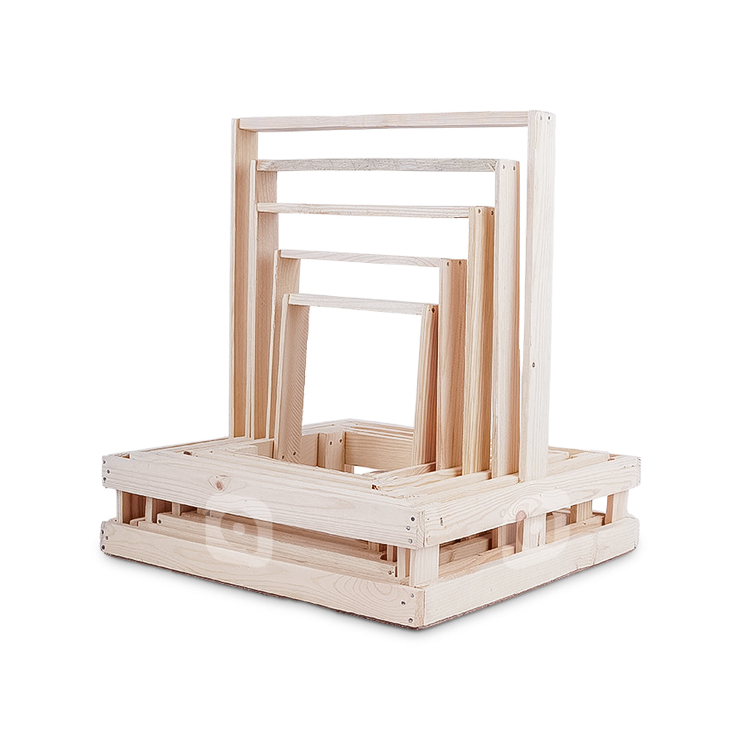 Set of 5 - Square Wooden Basket for gifting, wedding decoration