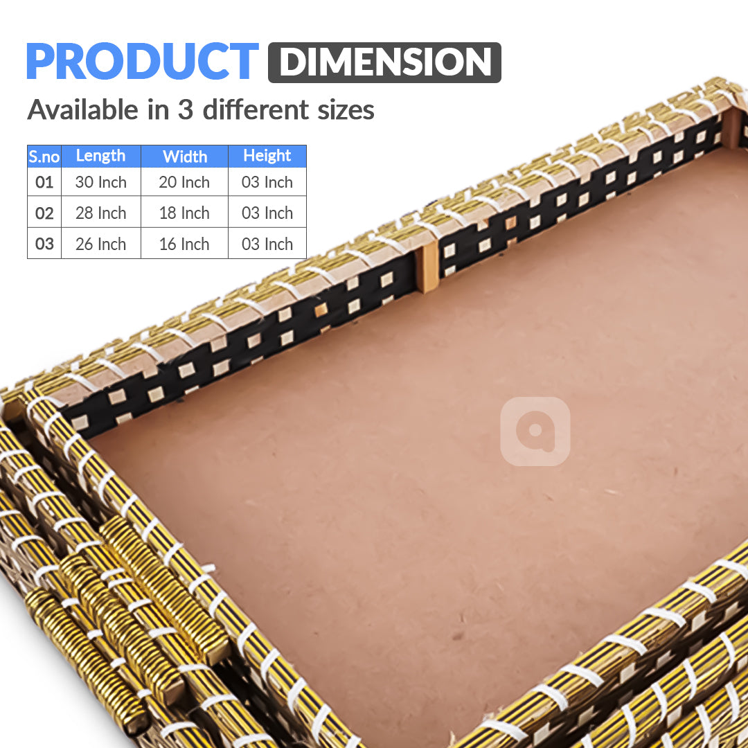 Set of 3 - Golden Rectangle Wedding Cane Trays - Perfect for Gifting & Wedding decor