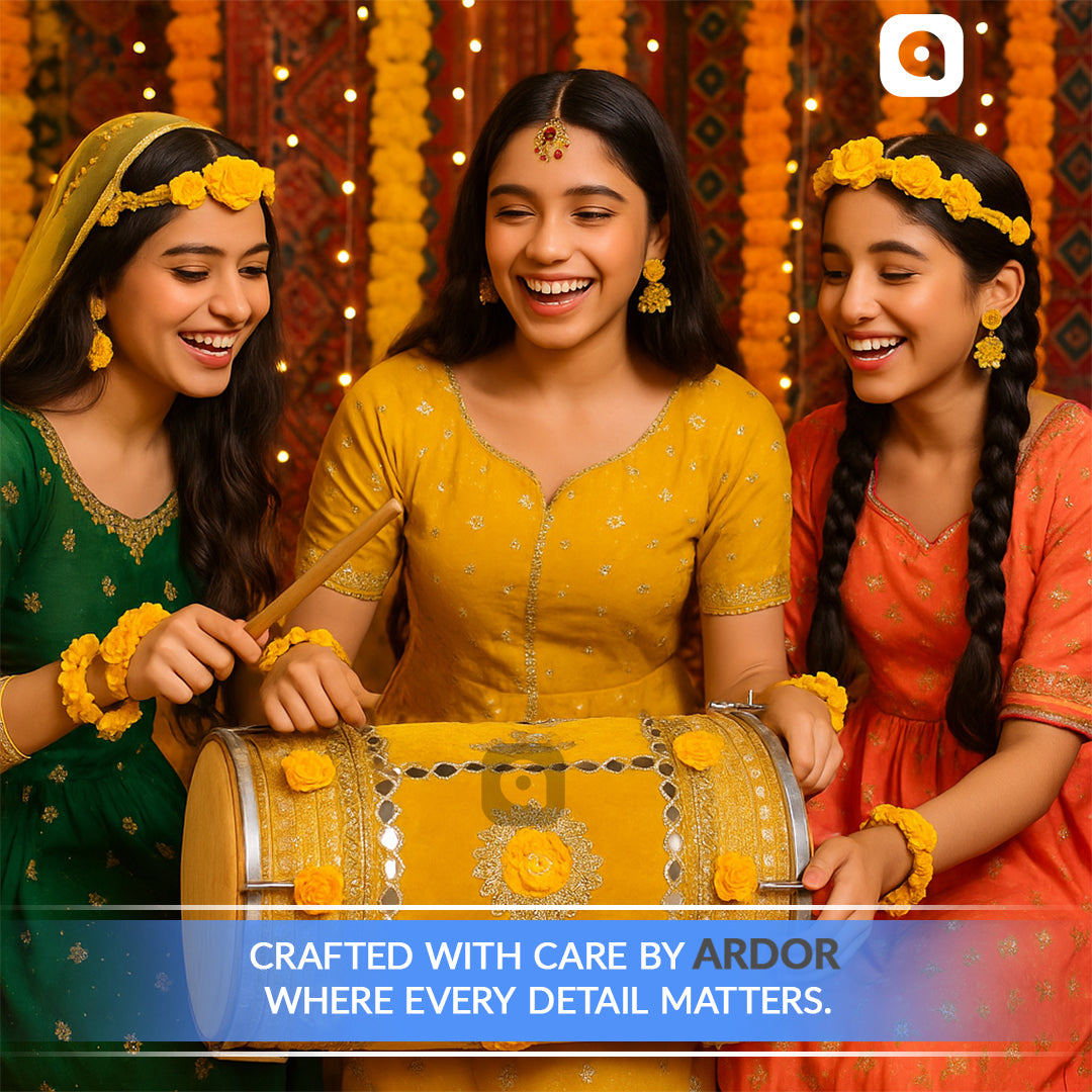 Yellow Velvet Dhol Musical Instruments