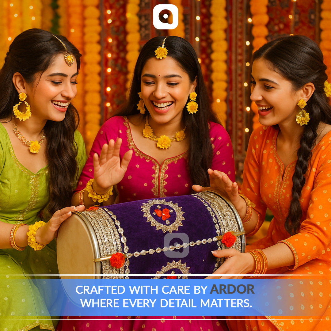 Purple Velvet Dhol Musical Instruments