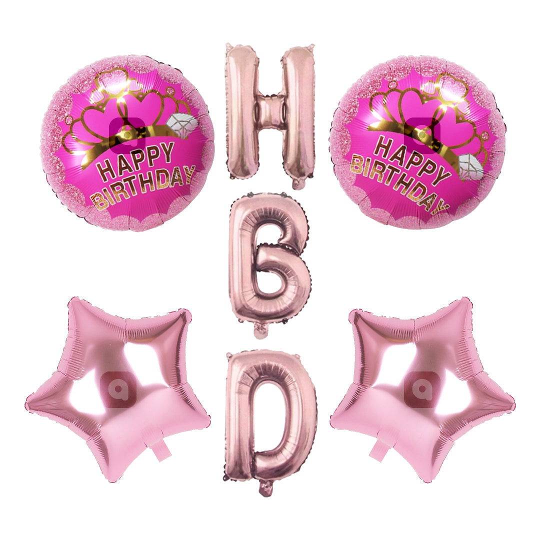 HBD Foil Balloons - 7 pcs Set