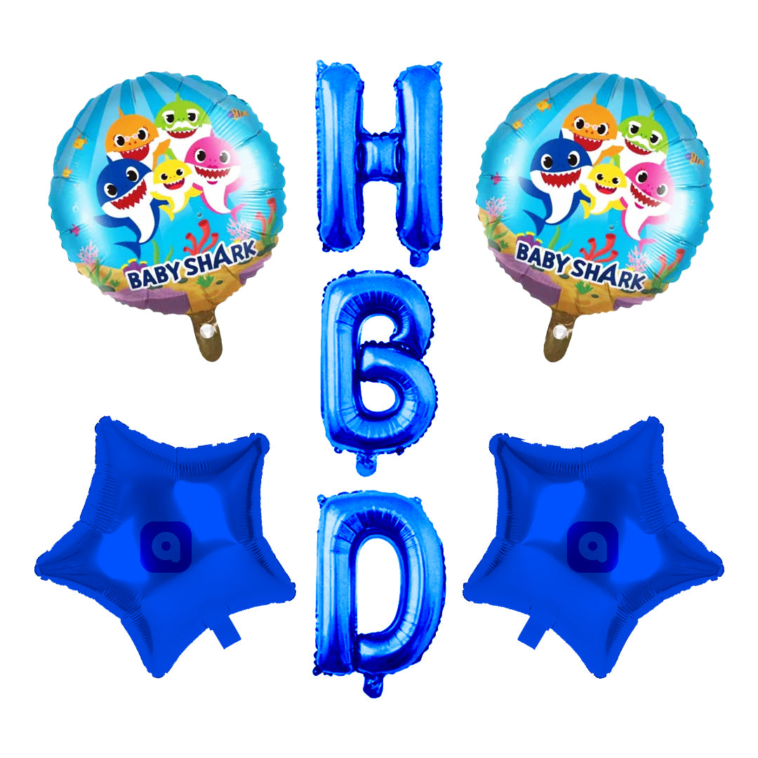 Baby Shark Foil Balloons - 7 pcs Set