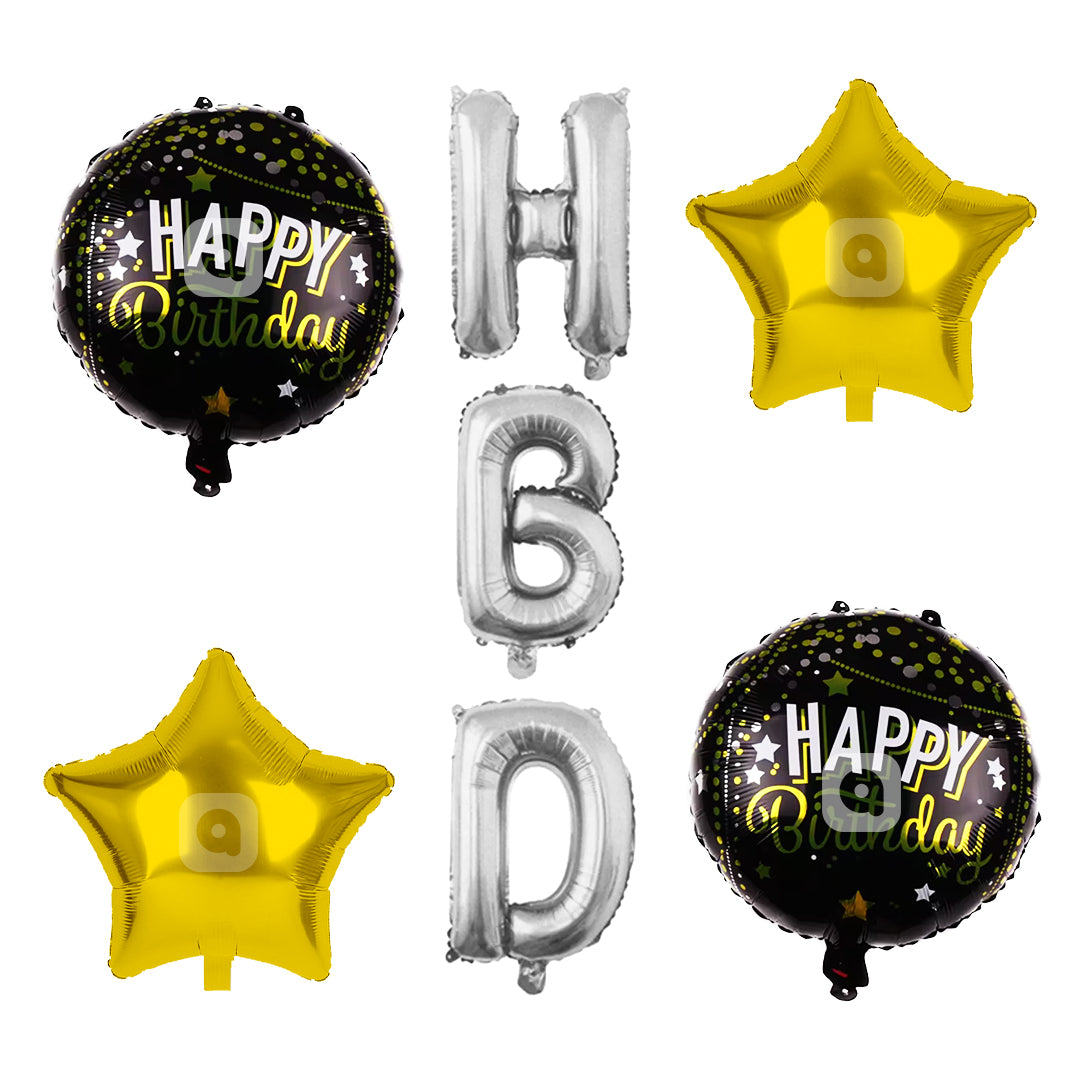 HBD Foil Balloons - 7 pcs Set
