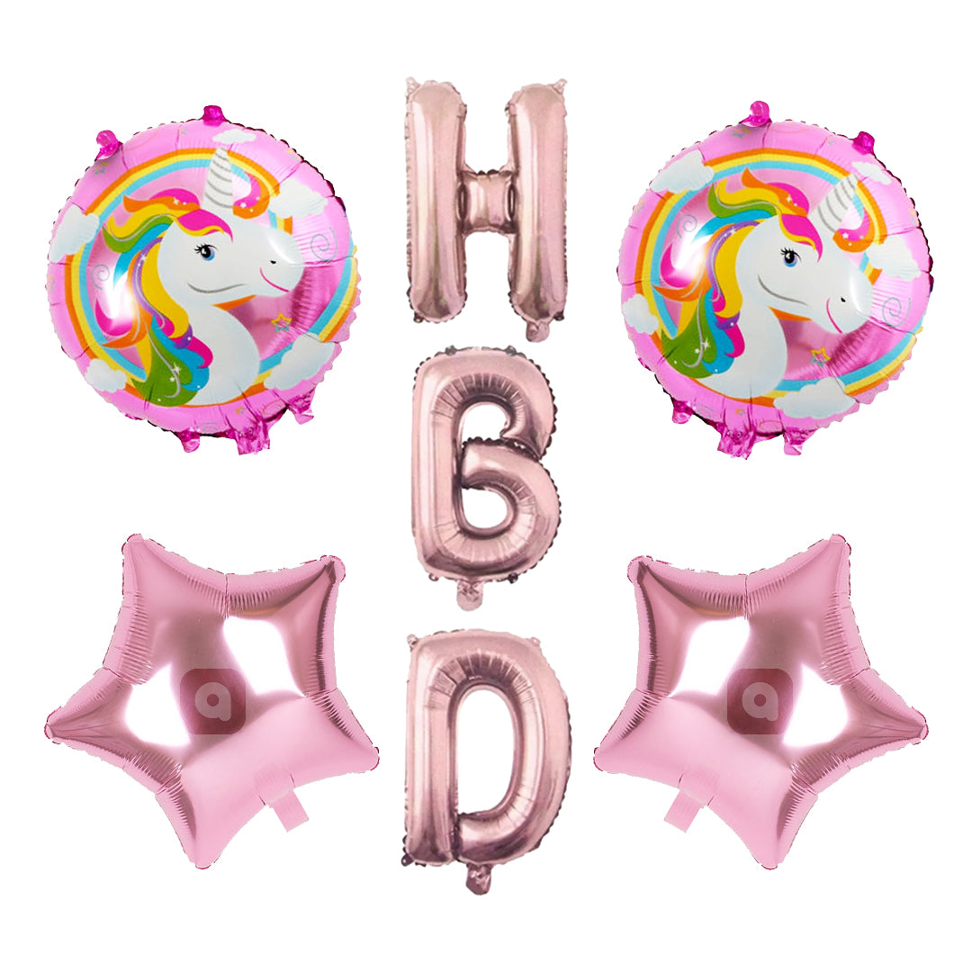 HBD Foil Balloons Set - 7 pcs Set