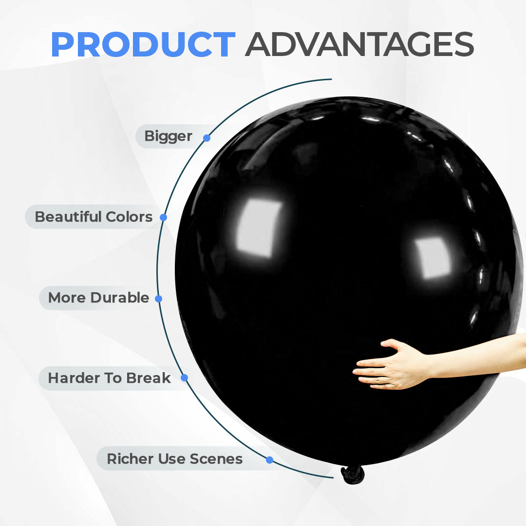 Black Giant 36 Inch Big Size Latex Balloon – Party & Event Decoration