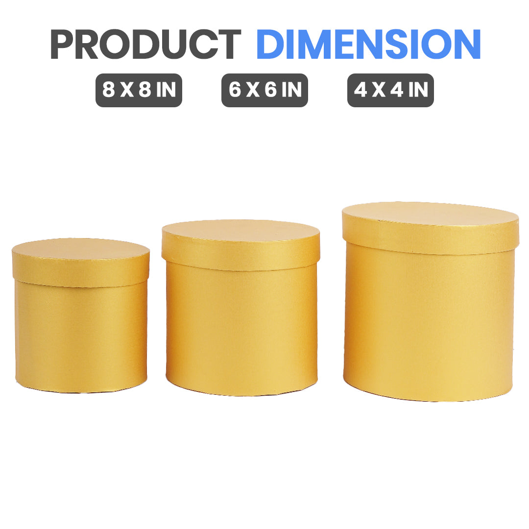 Set of 3 – Plain Round Bokeh Boxes | Decorative Gift Packaging