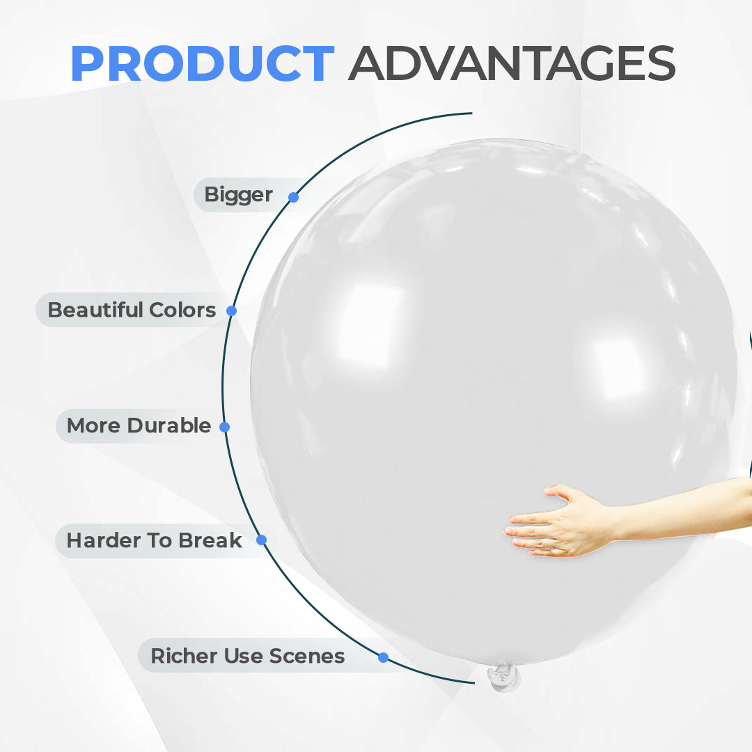 White Giant 36 Inch Big Size Latex Balloon – Party & Event Decoration