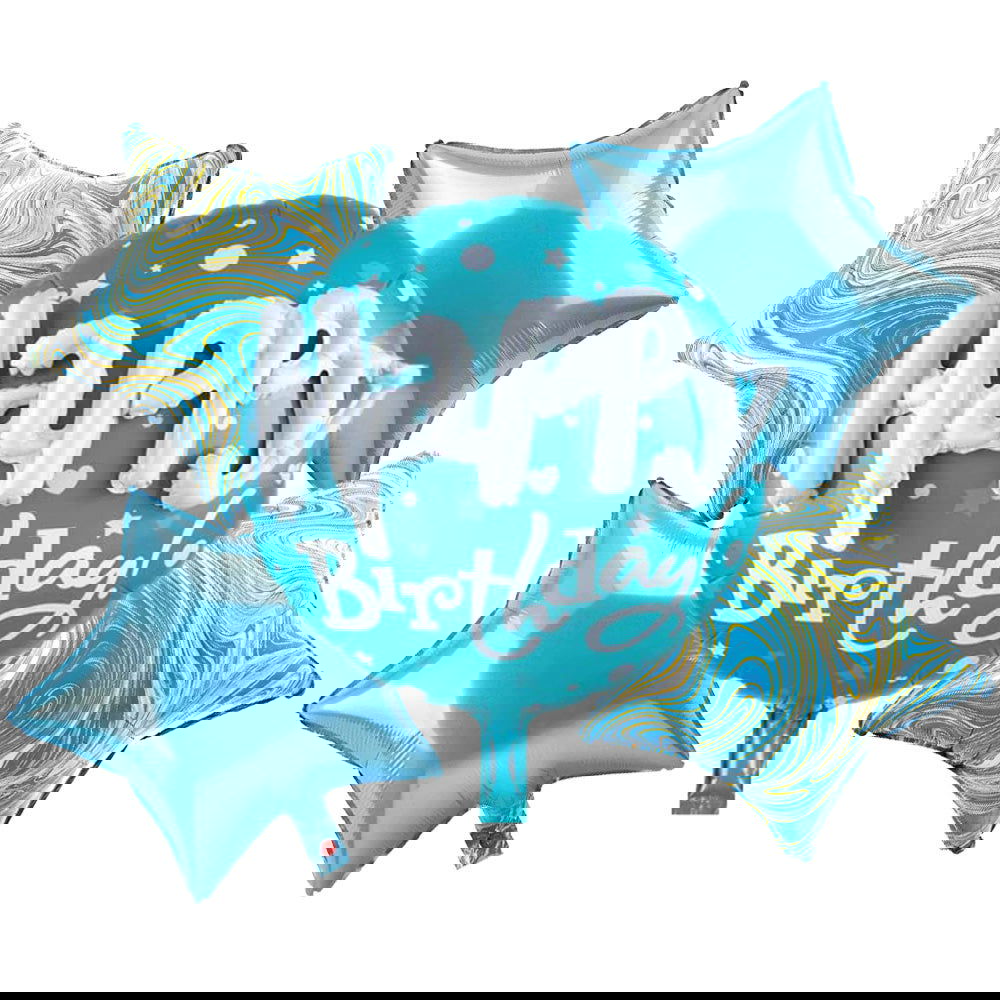 3D Happy Birthday 5 Pcs Foil Balloons Set - ardor