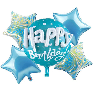 3D Happy Birthday 5 Pcs Foil Balloons Set - ardor