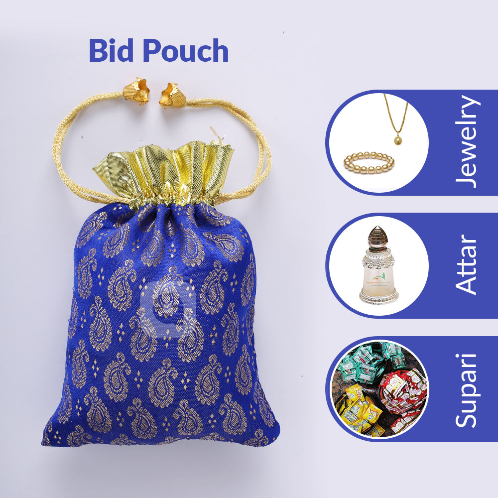 Pack of 25 Multi Color Jamawar Fabric Nikkah Pouches