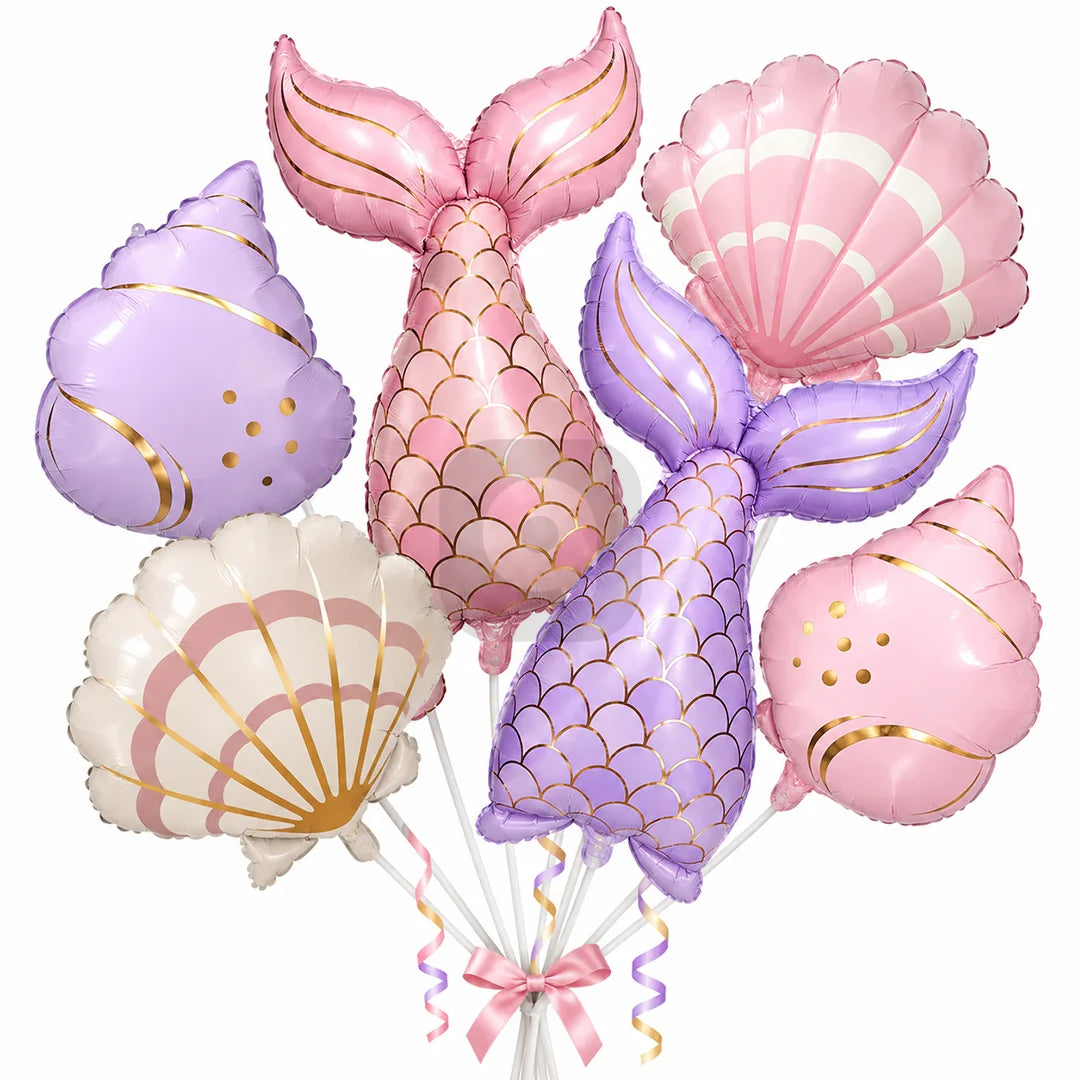 Mermaid Foil Balloon Set – 6 Pcs