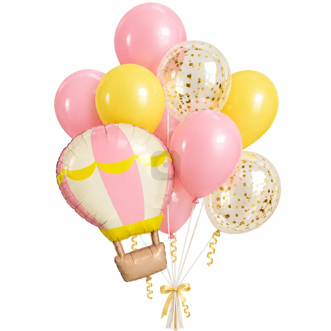 Hot Air Balloon Foil Balloon Set - 9 Pcs Set