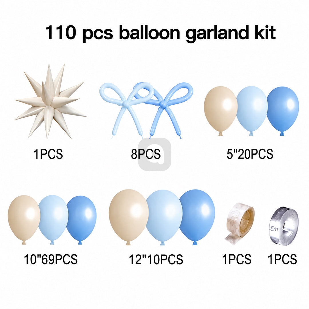 Blue & White Balloon Decoration Kit with Giant Bow & Star Balloon | Baby Shower Party Backdrop Decor