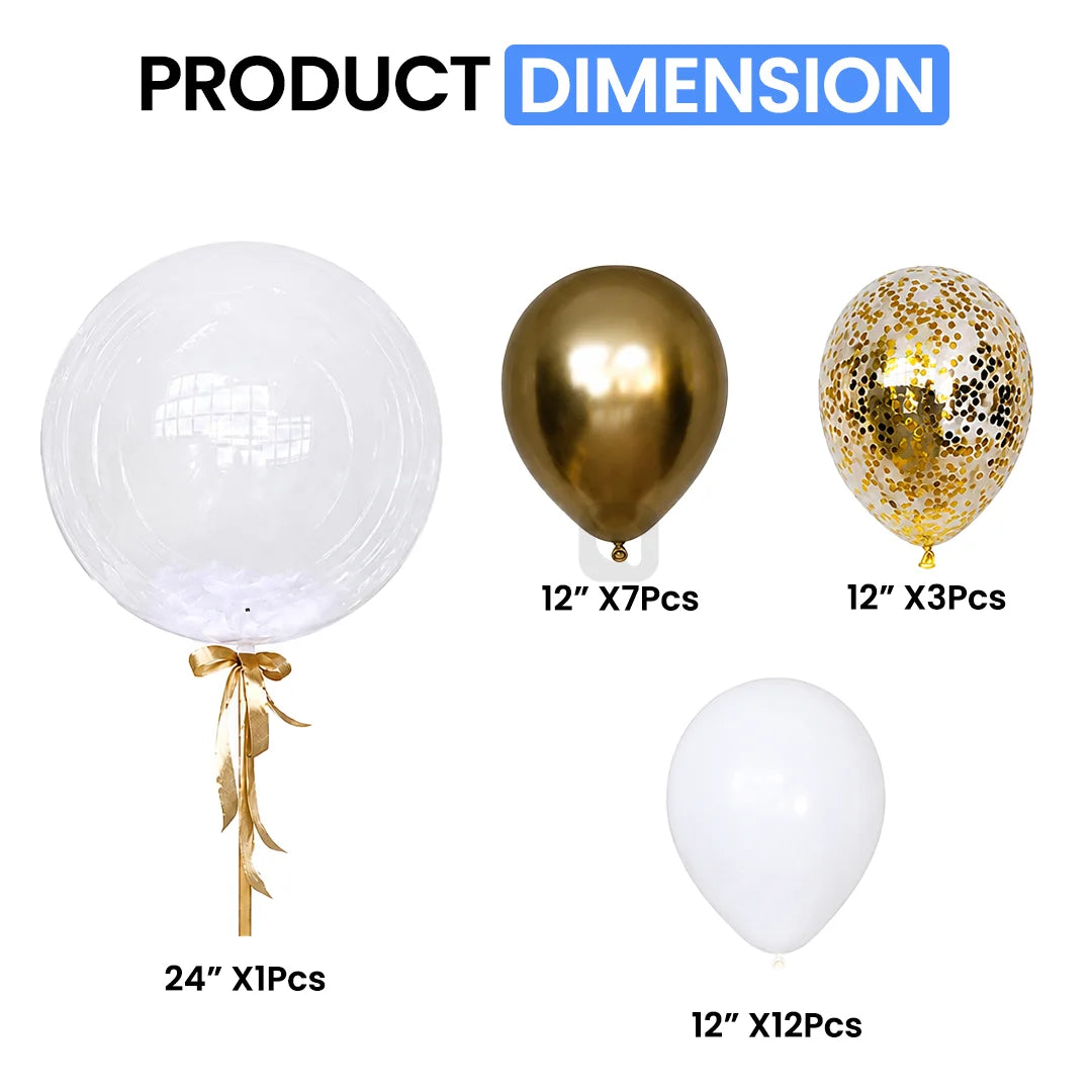Gold and White Balloon Decoration Set