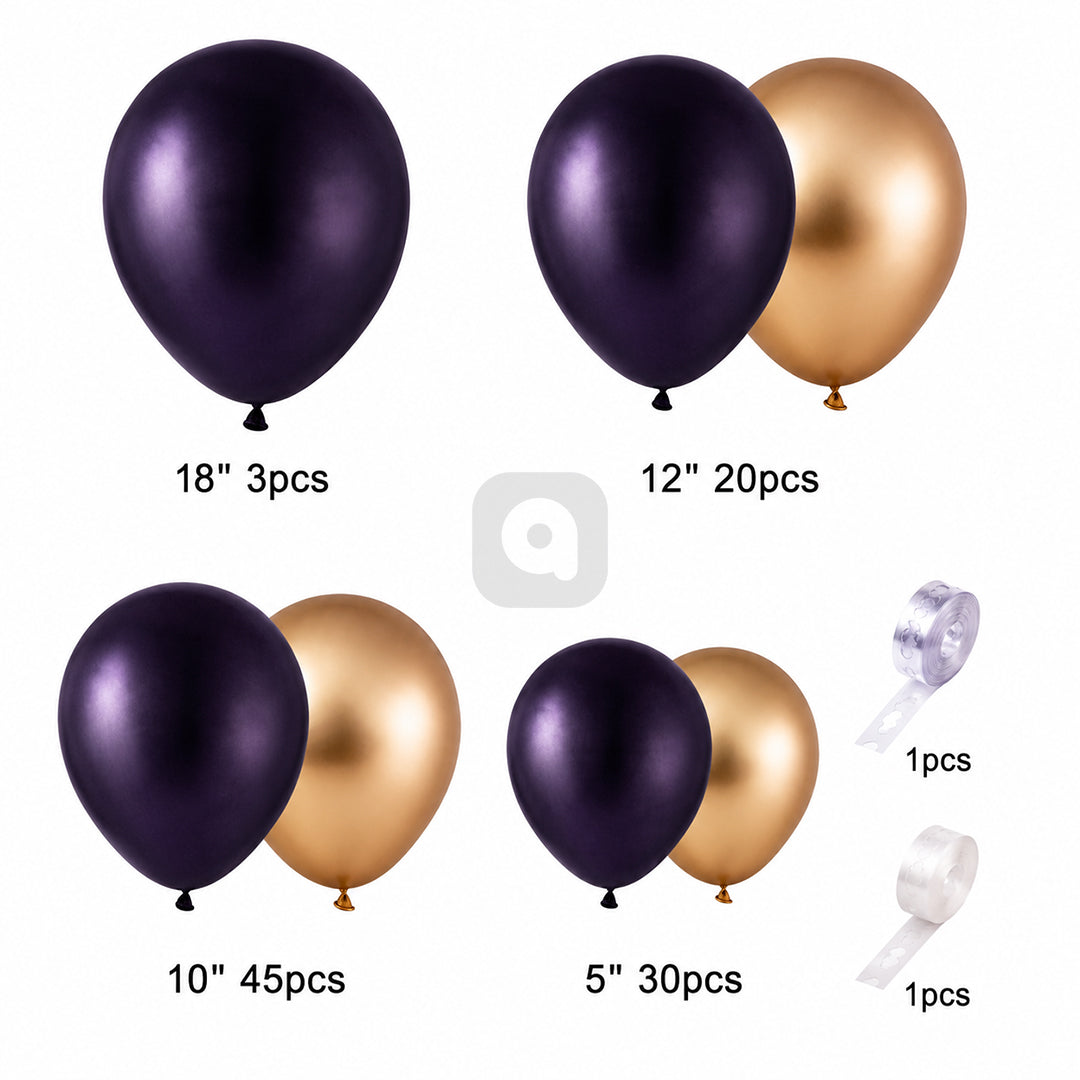 Black & Gold Balloon Garland Kit – Metallic Birthday Party Decoration Balloons Set with Giant Balloons