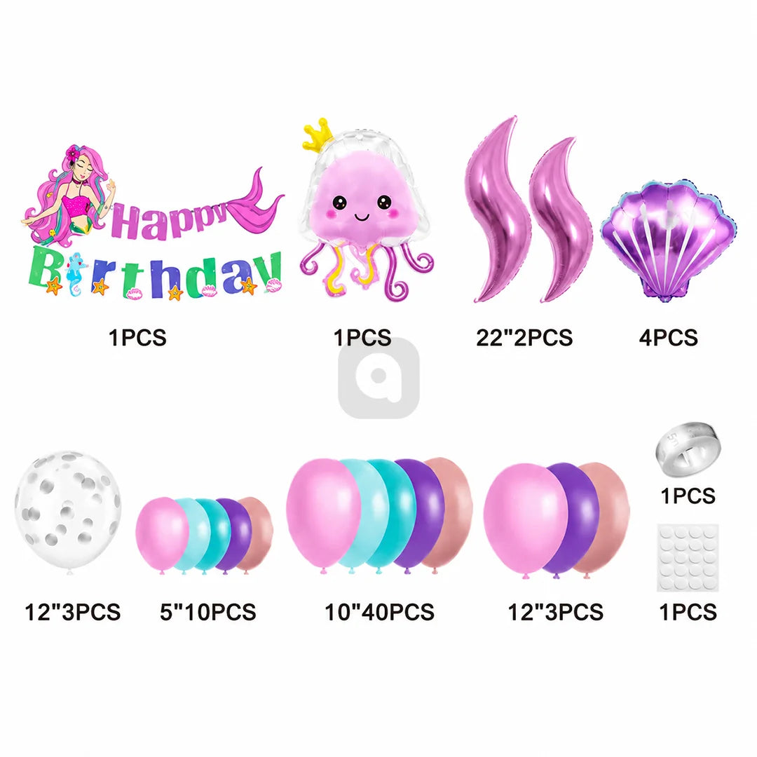 Mermaid Theme Birthday Balloon Garland Decoration Kit
