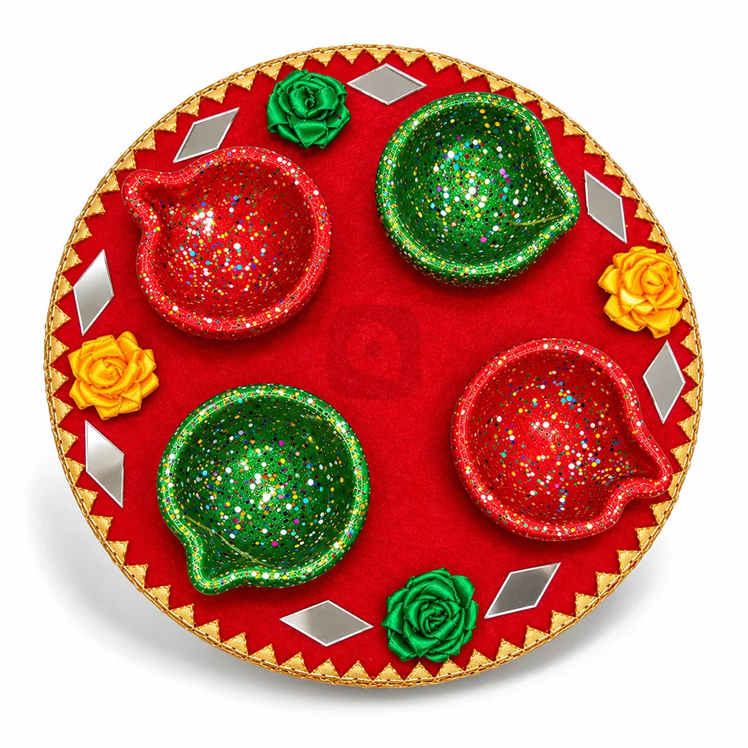 Decorative Diya Tray for Diwali