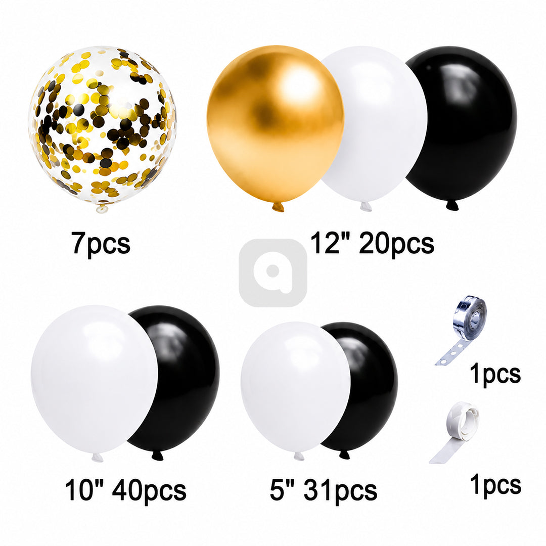 Black Gold Balloon Garland Arch Kit – Premium Birthday, Anniversary & Party Decoration Balloons Set with Confetti Balloons