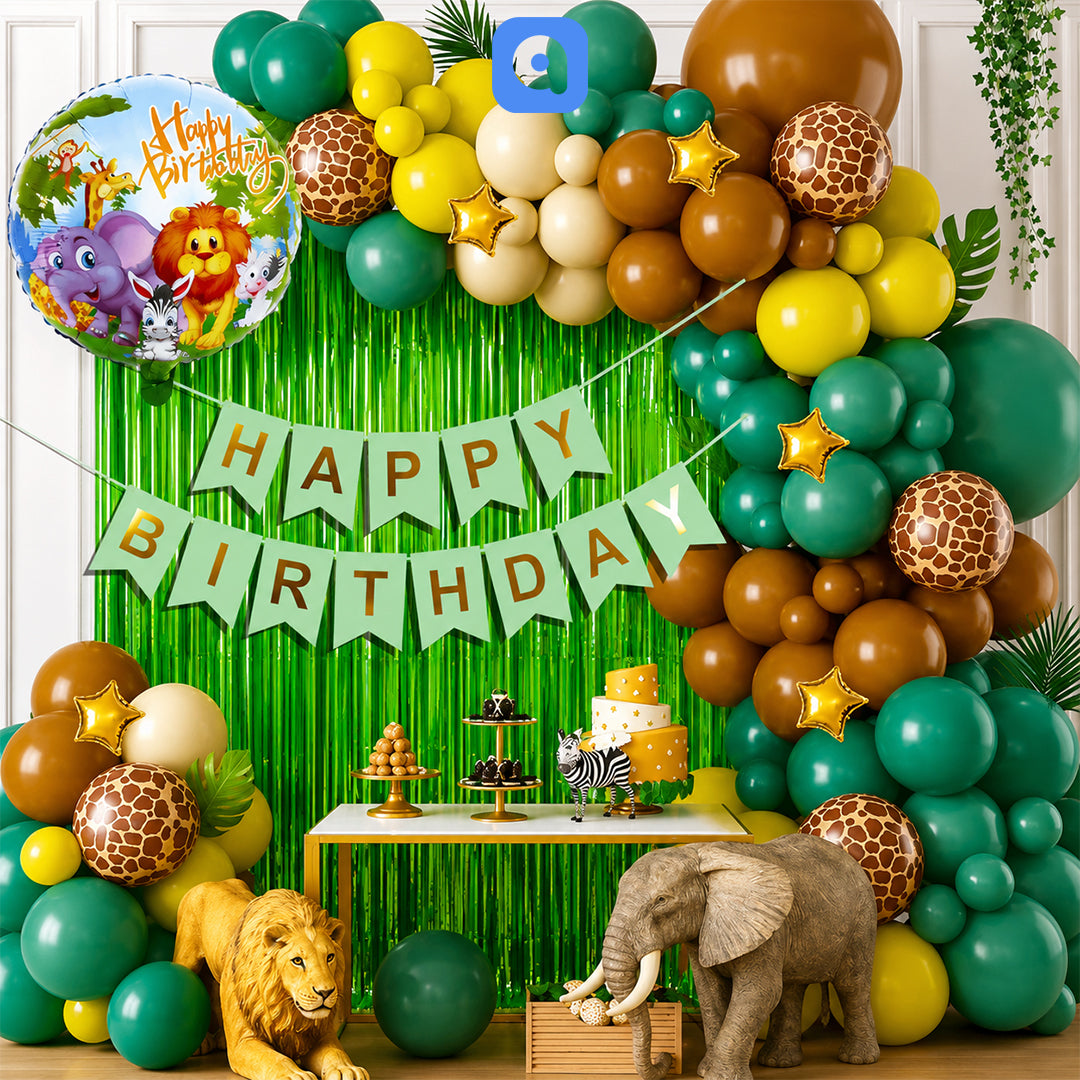Jungle Safari Wild Animal Birthday Decoration Theme Kit