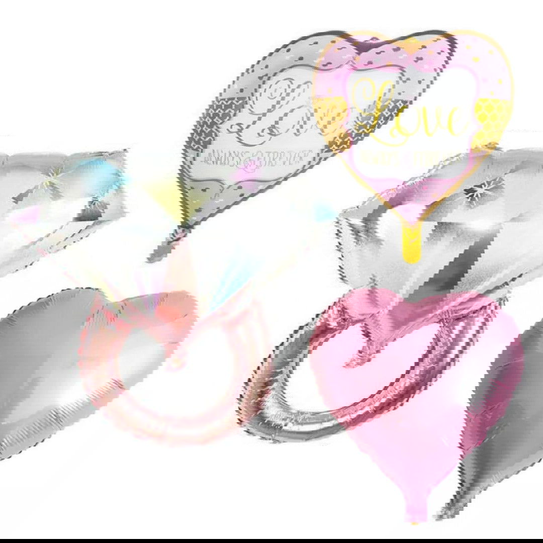 Diamond Ring Foil Balloons 5 Pcs Set - ardor