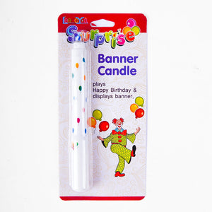 Fan Surprise Banner Candle – Fun Birthday Cake Decoration with Spinning Banner for Kids’ Parties - ardor