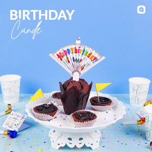 Fan Surprise Banner Candle – Fun Birthday Cake Decoration with Spinning Banner for Kids’ Parties - ardor