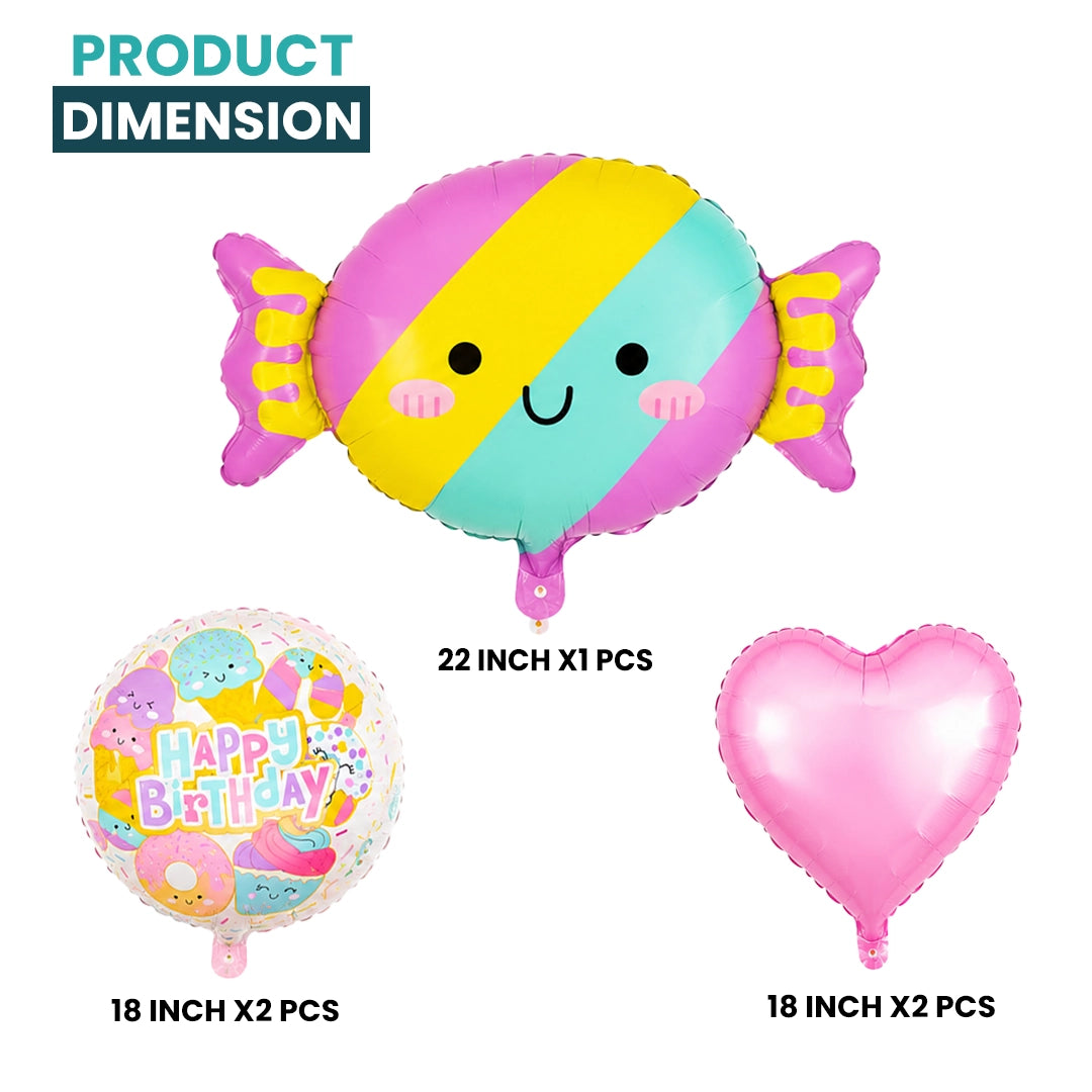 Candy Happy Birthday Foil Balloon Set