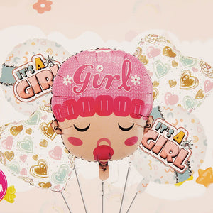 Its a Girl Face 5 Pcs Foil Balloon Set - ardor