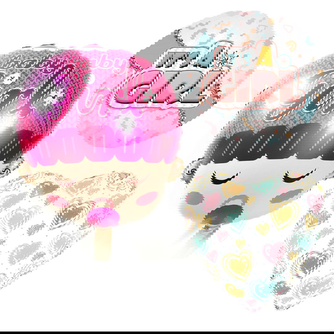 Its a Girl Face 5 Pcs Foil Balloon Set - ardor