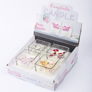 Square & Heart Shaped Glass Scented Candle | Pack of 4 | For Room Decoration - ardor