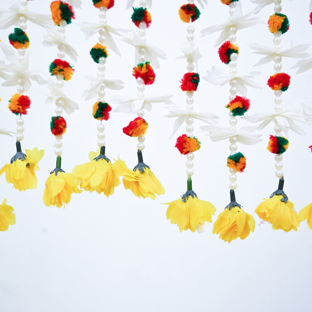 Small Pom Pom Garland 12 Pcs | For | Maiyo Mendi, Dholki, Nikkah, Wedding Decor |