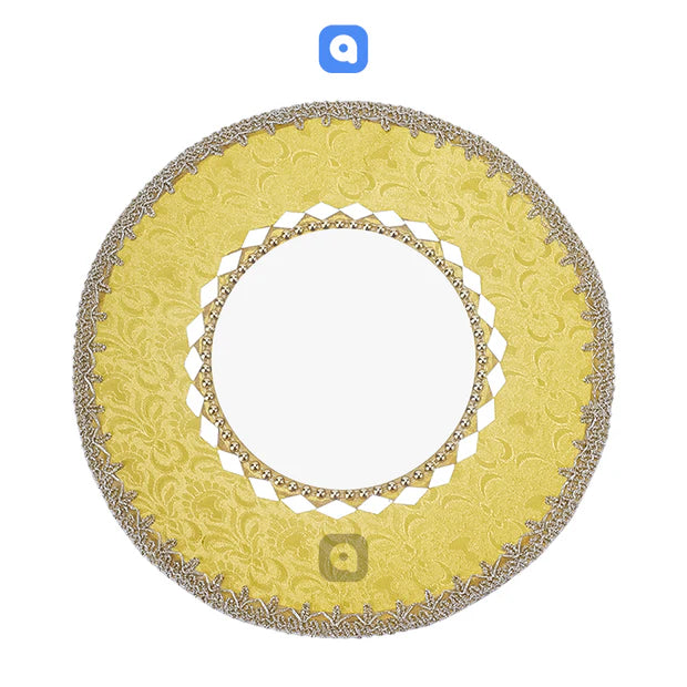 Fancy Round Shaped Jamawar Fabric Decorated Tray For Maiyun, Mehndi, Shadi, Nikkah, Dholki, Decoration