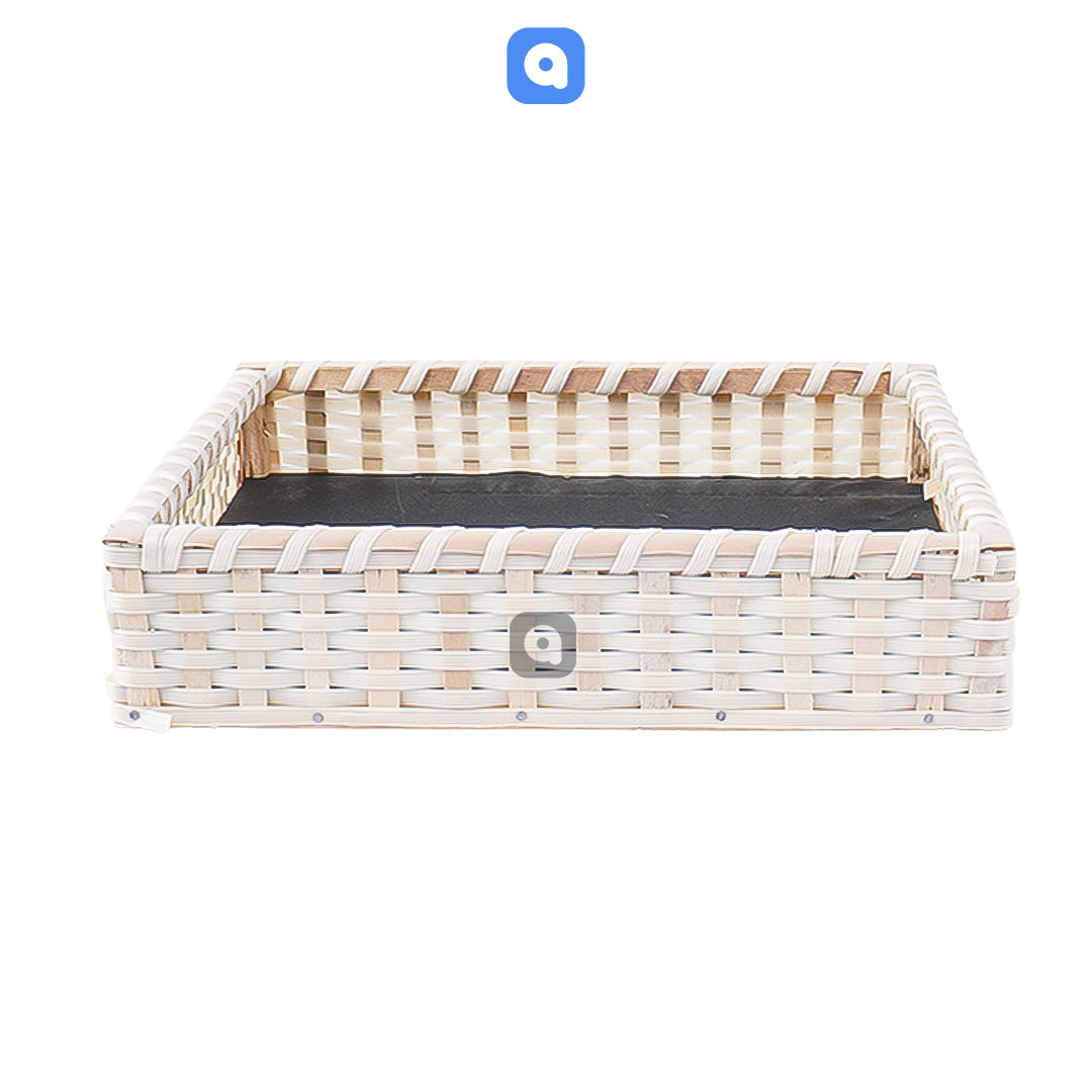 Off White Square Cane Basket for Home or Gifting