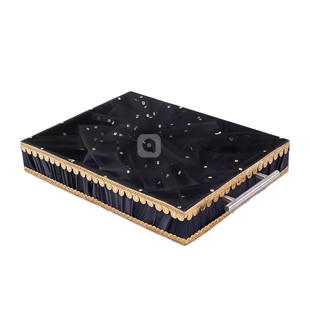 Black Fancy Fabric Satin Tray – Single Piece for Gifting