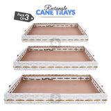 Set of 3 - White Rectangle Wedding Cane Trays - Perfect for Gifting & Wedding decor