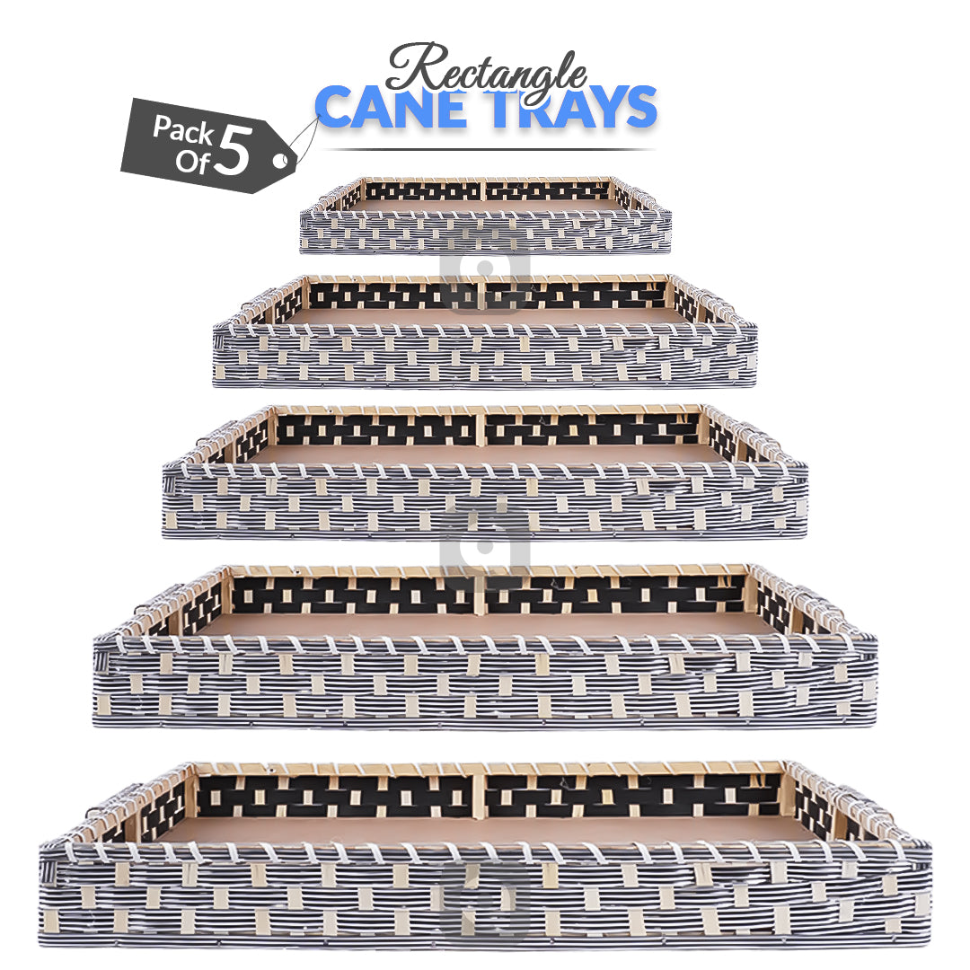 Set of 5 - Silver Premium Rectangle Cane Trays - Perfect for Gifting