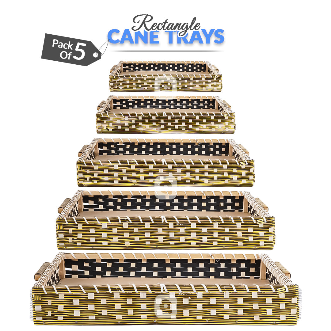 Set of 5 - Golden Premium Rectangle Cane Trays - Perfect for Gifting