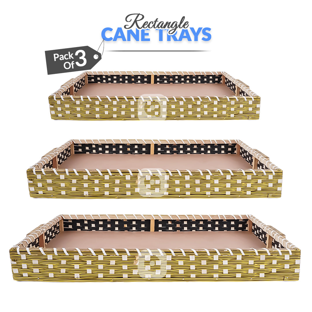 Set of 3 - Golden Rectangle Wedding Cane Trays - Perfect for Gifting & Wedding decor