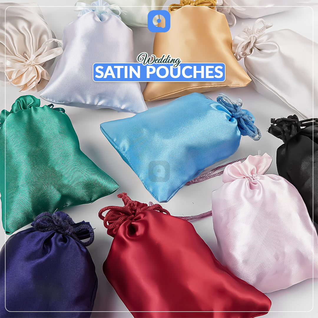 Pack of 50 Multi-Color Satin Pouches for Nikkah & Wedding