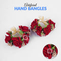 Pair of Artificial Hand Bangles – Red & White Floral Design