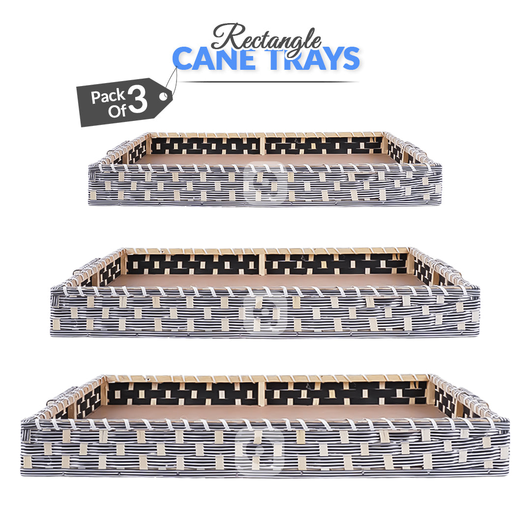 Set of 3 - Silver Rectangle Wedding Cane Trays - Perfect for Gifting & Wedding decor